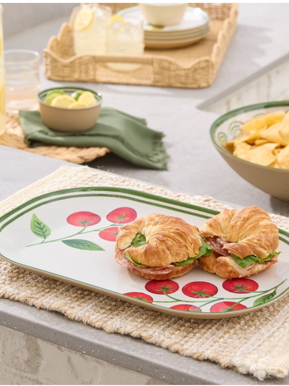 Better Homes & Gardens Tomato Beige Bamboo Melamine 15.6x 10.1 Serving Tray